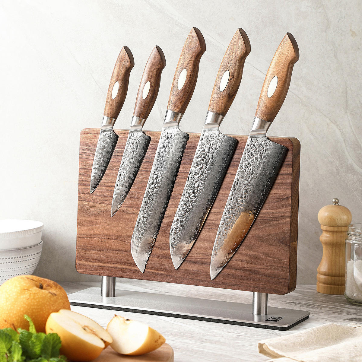 MAGNET-MESSERHALTER - Nussbaumfarben, Holz (32/3/21cm) - Zayiko