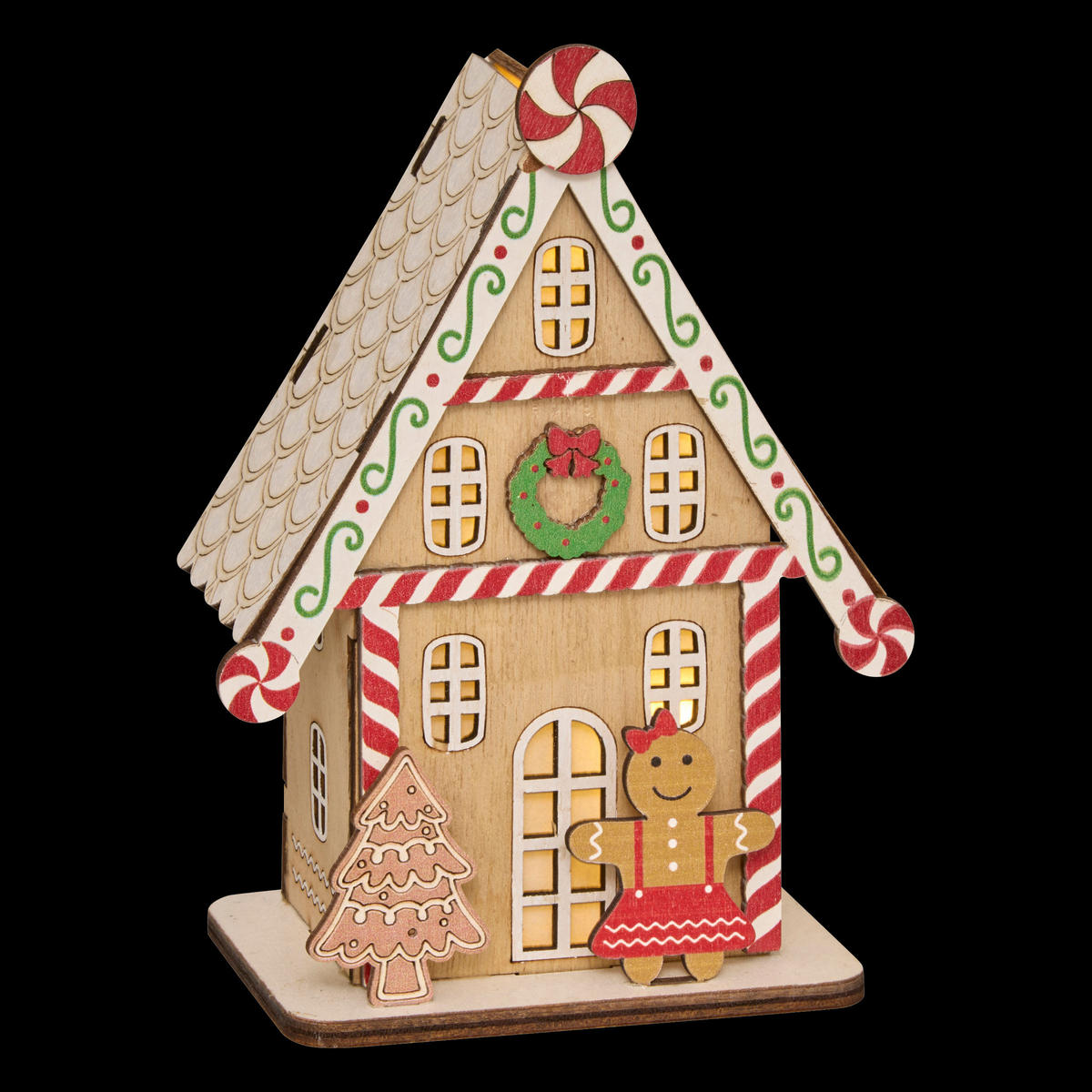 LED-LATERNE Lebkuchenhaus 15 cm - Multicolor, Holzwerkstoff (5.5/15/11cm) - Fééric Lights and Christmas