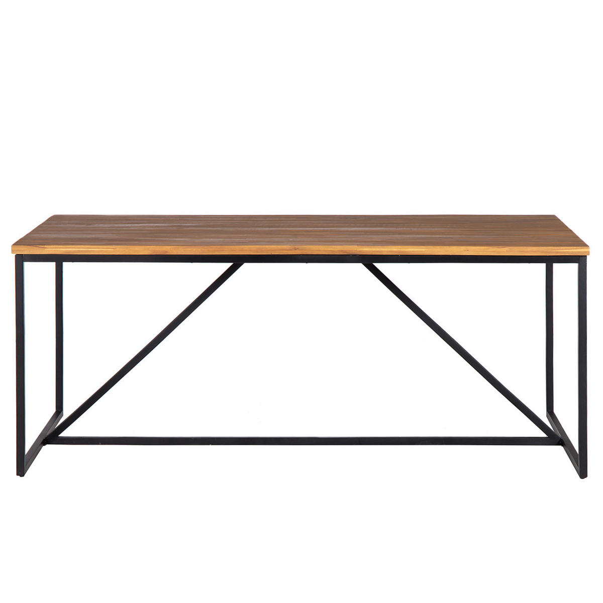 GARTENTISCH - Akazie massiv / Stahl - Braun / Schwarz - Schwarz/Braun, Holz/Metall (90/180/74cm) - home24