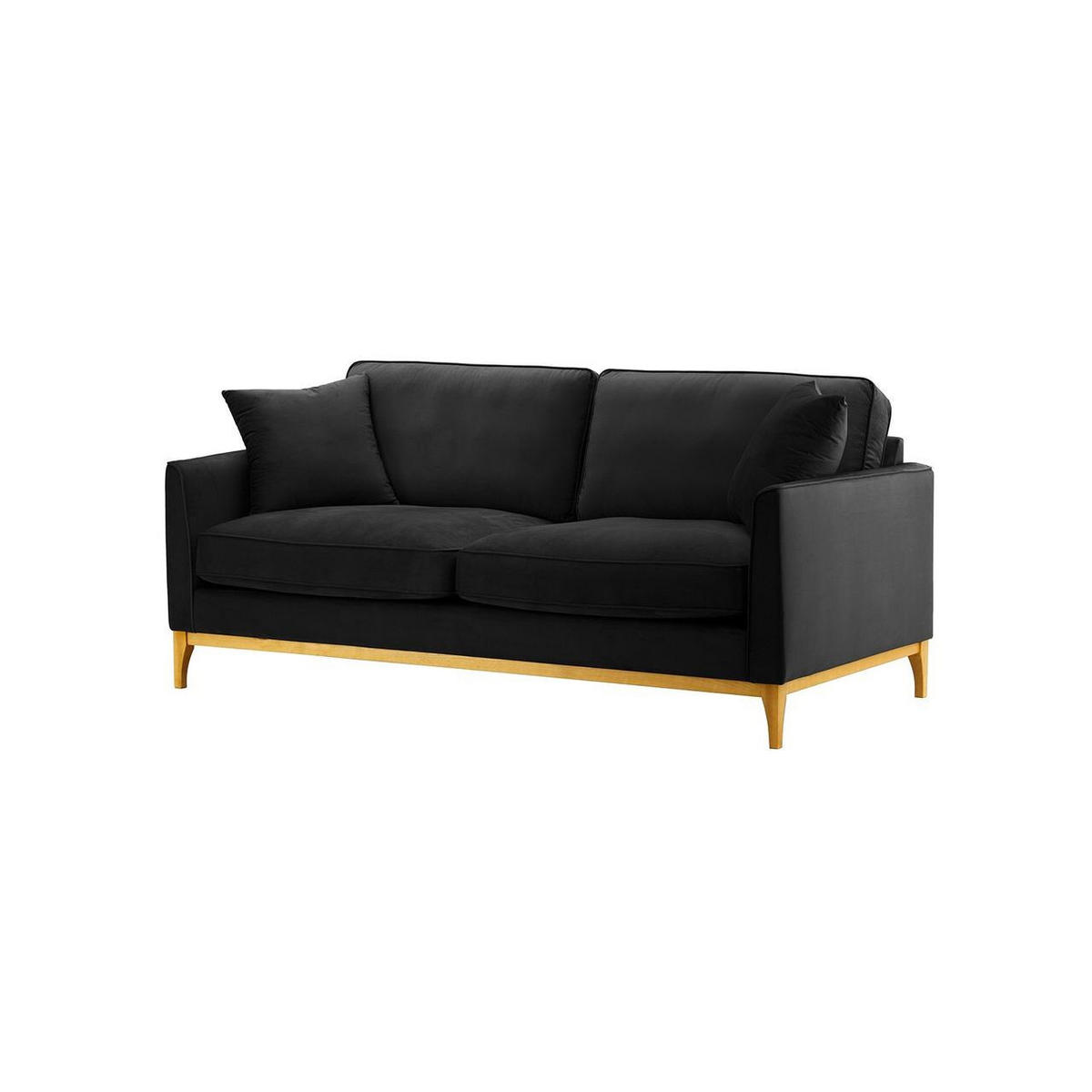 DREISITZER-SOFA Linara-Velluto 20 - Schwarz, Holz/Textil (201/91/95cm)