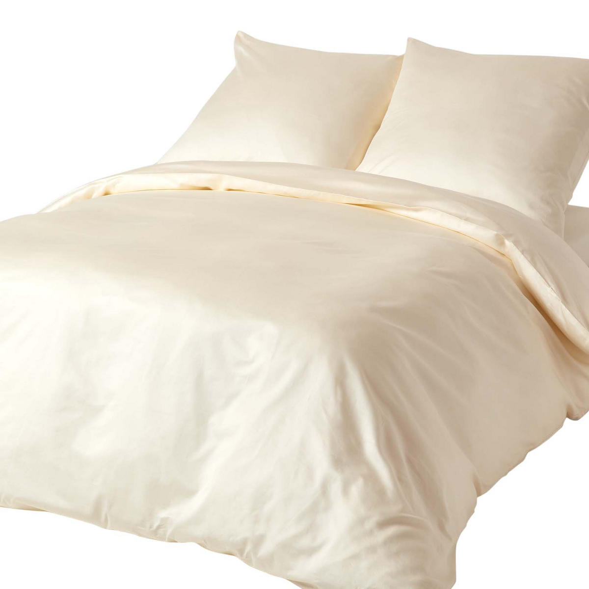BIO-BETTWÄSCHE Satin Fadendichte 400 - Creme, Textil (150/200cm) - Homescapes