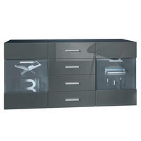 SIDEBOARD Carlos Grau Hochglanz - Grau, Holzwerkstoff (139/72/35cm) - Vladon
