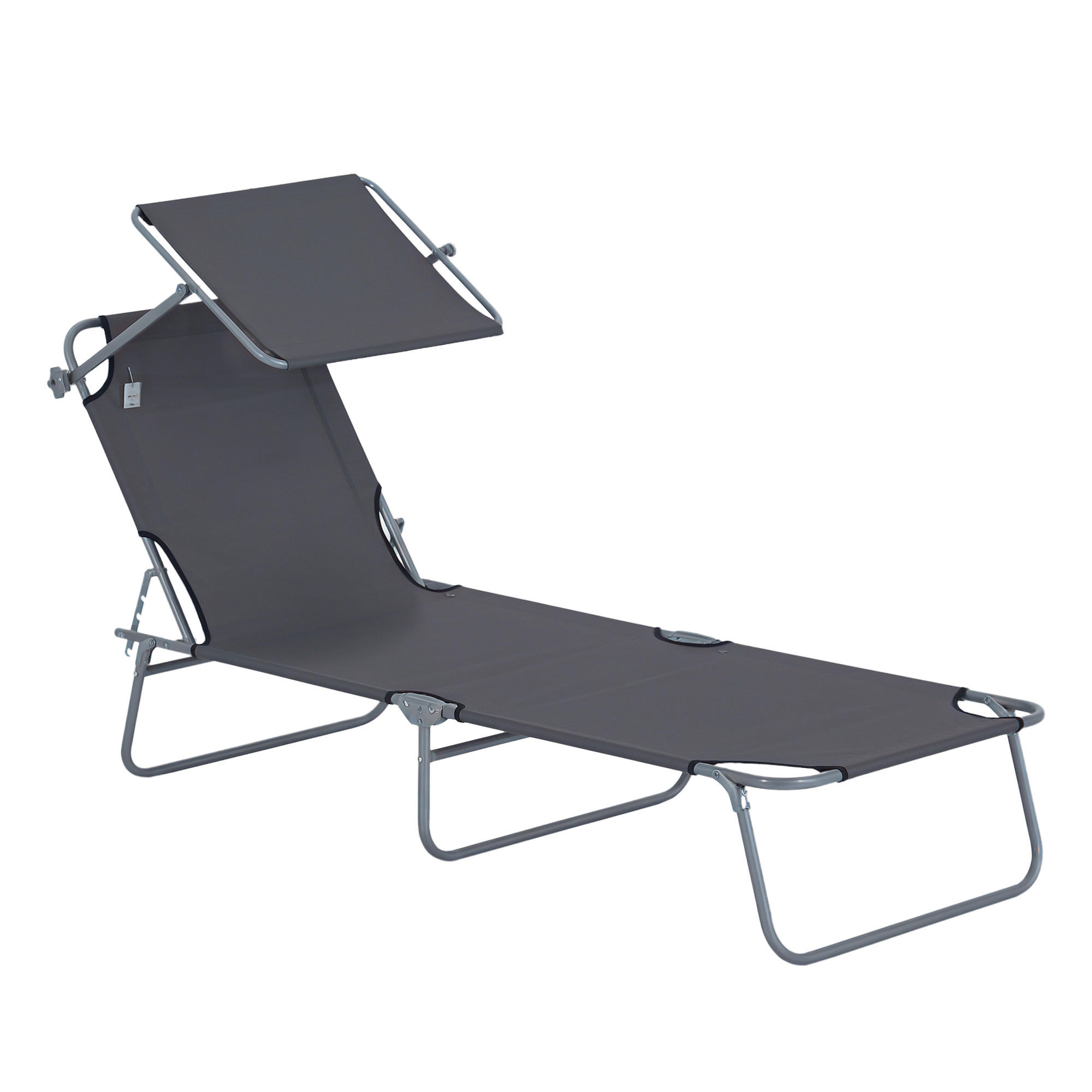 SONNENLIEGE DE-07693 klappbar, mit Sonnenschutz, 4-fach verstellbar Grau - Grau, Metall (58/36/187cm) - ComfortXL