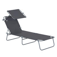 SONNENLIEGE DE-07693 klappbar, mit Sonnenschutz, 4-fach verstellbar Grau - Grau, Metall (58/36/187cm) - ComfortXL