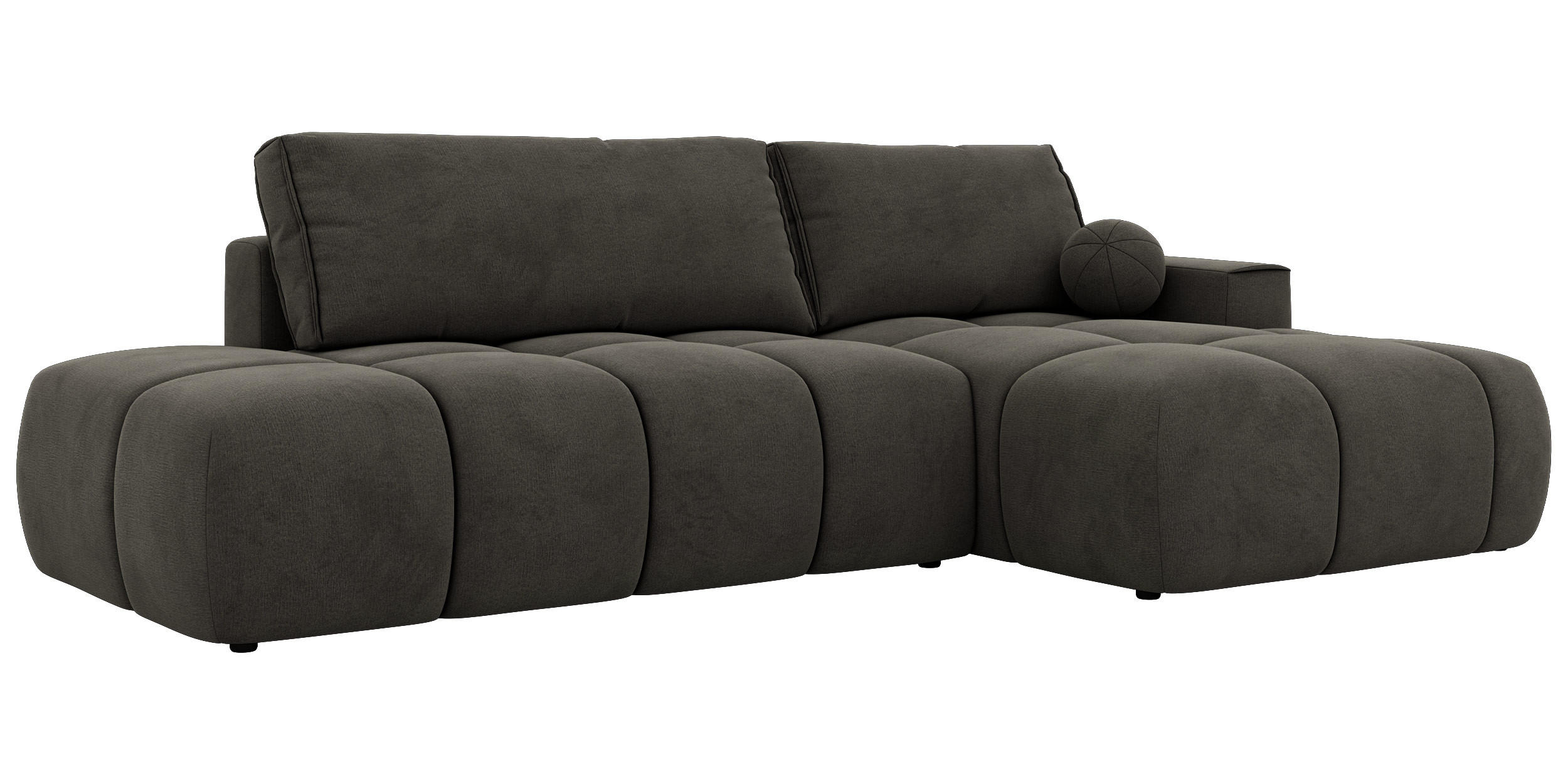 ROHOVÁ SEDAČKA LORAN L Tmavě šedý Samet - Pravá - černá/tmavě šedá, textil/plast (292/170cm) - MKS