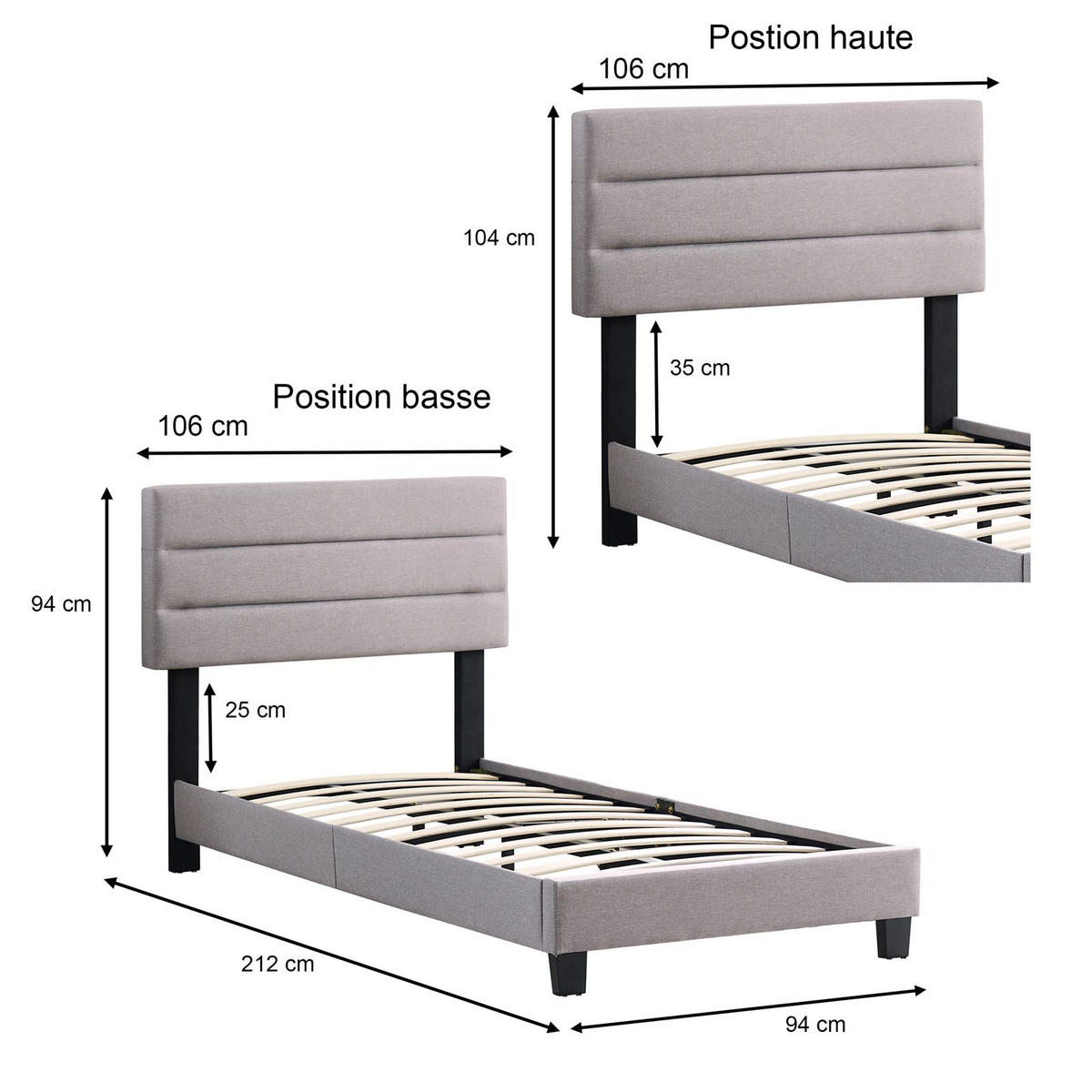 POLSTERBETT TUSCON 90X200 CM - Grau, Textil (90/200cm) - CARO-Möbel