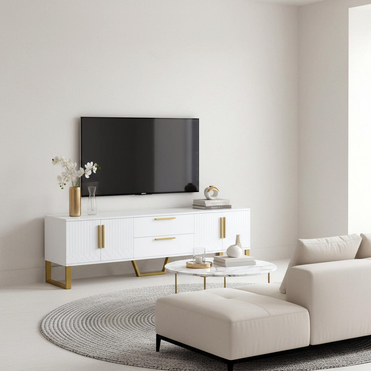 TV-MÖBEL Weiß 170/40/53,5 cm - Weiß, Holzwerkstoff/Metall (40/53.5/170cm) - Urban Meuble