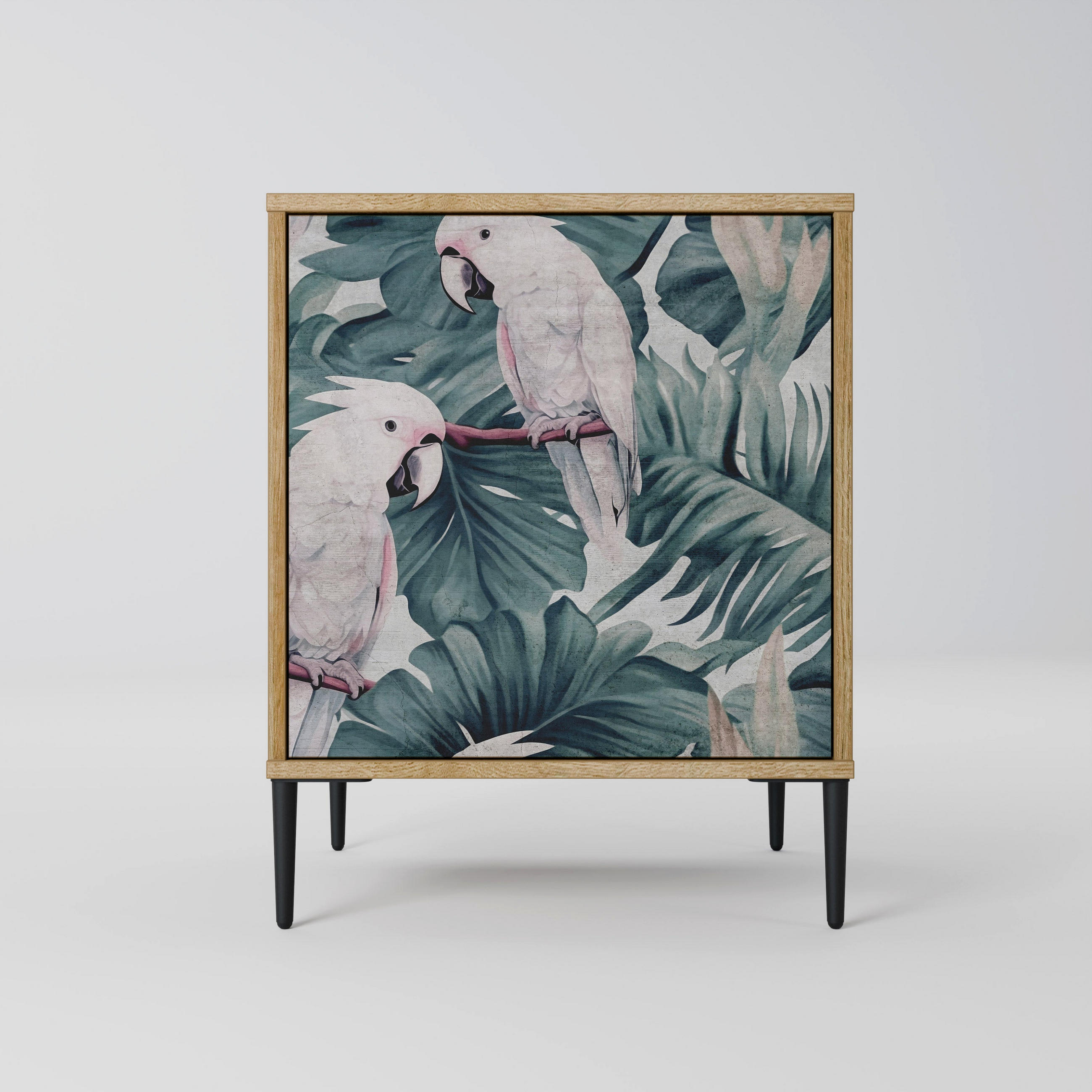 SIDEBOARD POPINJAY LOOK, Eichefarben, 57,5x42x72,5 cm, Schwarze Metallfüße - Eichefarben/Multicolor, Holzwerkstoff/Metall (57.5/72.5/42cm) - SpaceRebels