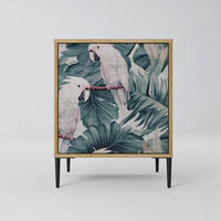 SIDEBOARD POPINJAY LOOK, Eichefarben, 57,5x42x72,5 cm, Schwarze Metallfüße - Eichefarben/Multicolor, Holzwerkstoff/Metall (57.5/72.5/42cm) - SpaceRebels