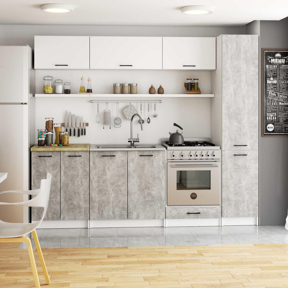 DULAP ÎNALT Alb, beton 205/40/57 - alb, compozit lemnos (40/205/57cm) - RAUMHIRSCH FURNITURE