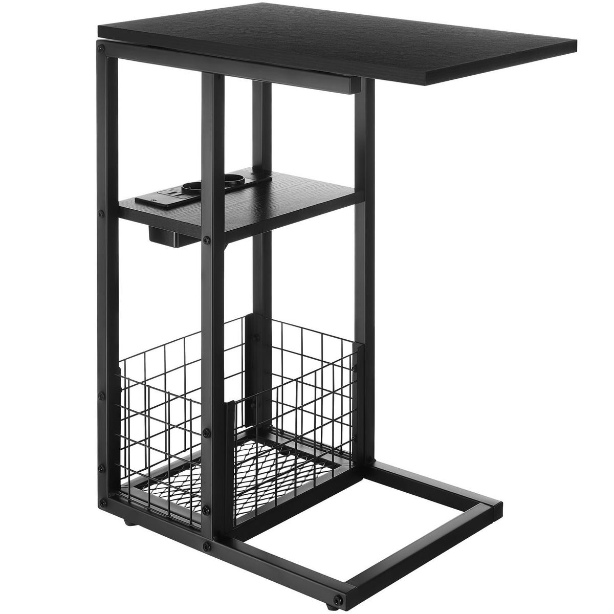 LAPTOP-BEISTELLTISCH Rhea,50 - 73 x 30 x 61,5 cm,schwarz - Schwarz, Metall (73/30/62.5cm) - tectake