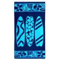 STRANDTUCH Frottee Velours Jacquard Blau 90x170 400g/m² - Cayo - Blau, Textil (170/90cm) - LE COMPTOIR DE LA PLAGE