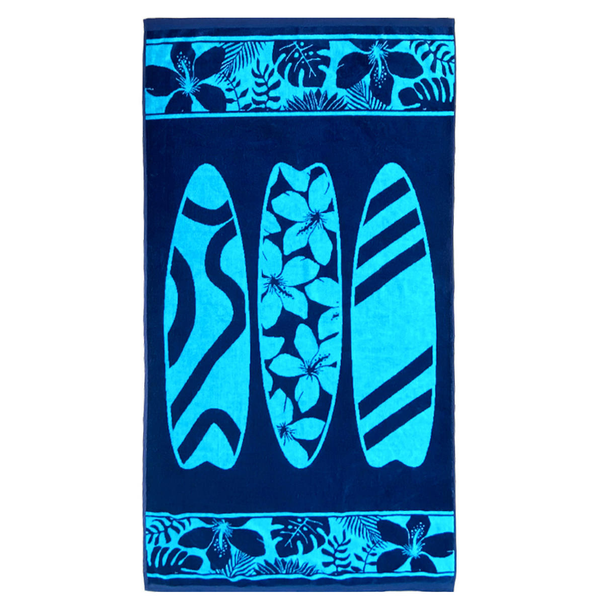 STRANDTUCH Frottee Velours Jacquard Blau 90x170 400g/m² - Cayo - Blau, Textil (170/90cm) - LE COMPTOIR DE LA PLAGE