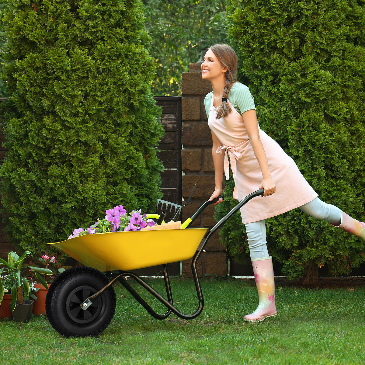 SCHUBKARRENRAD - Schwarz, Kunststoff (33/33/9cm) - Relaxdays