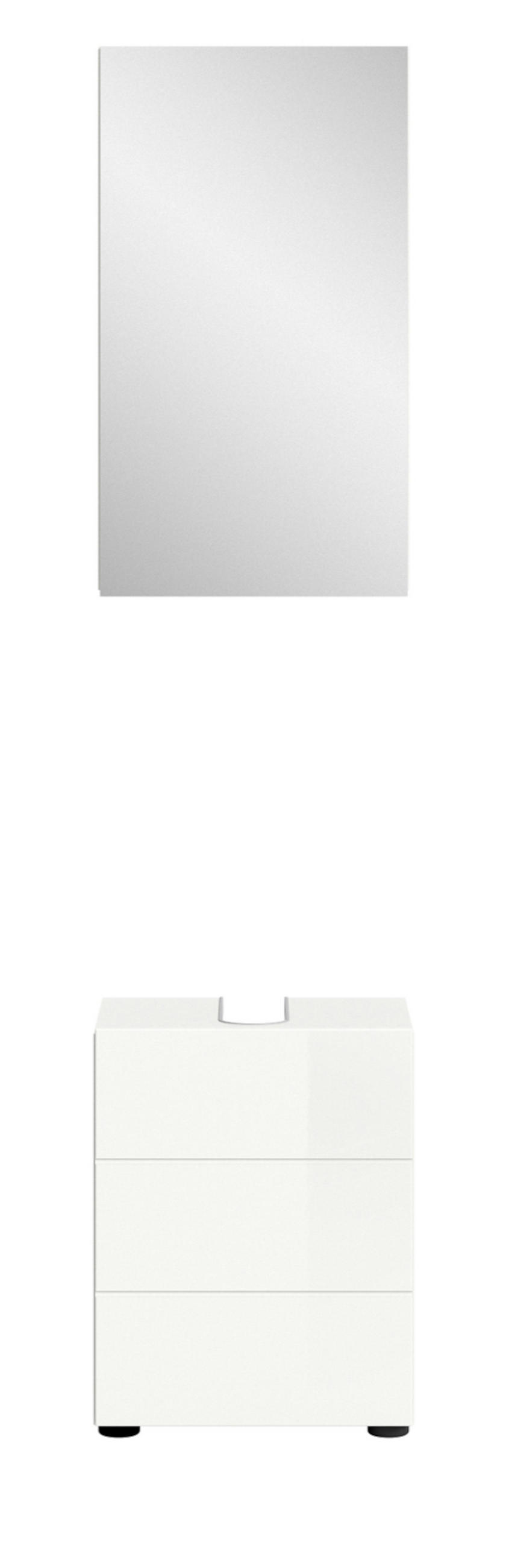 BADMÖBEL-SET 2-teilig weiß Hochglanz, Badkombination 38 x 190 cm - Weiß Hochglanz, Glas/Holzwerkstoff (38/190/34cm) - Inn.Furn