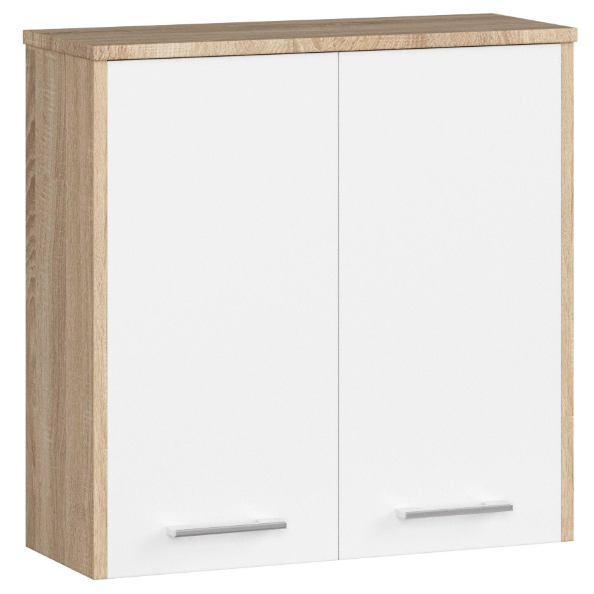HÄNGESCHRANK Sonoma Eiche, Weiß 60x22,5x60 cm - Silberfarben/Weiß, Holzwerkstoff/Kunststoff (60/60/22.5cm) - Akord