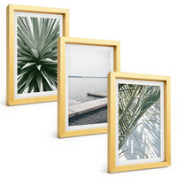 BILDER SET 3er Set - 20x30 cm Goldrahmen - Palmenblätter-Holzbrücke - Goldfarben, Kunststoff (20/30cm) - TULUP