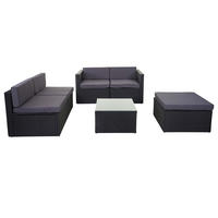 POLY-RATTAN-GARNITUR Anthrazit - Anthrazit, Kunststoff - MCW