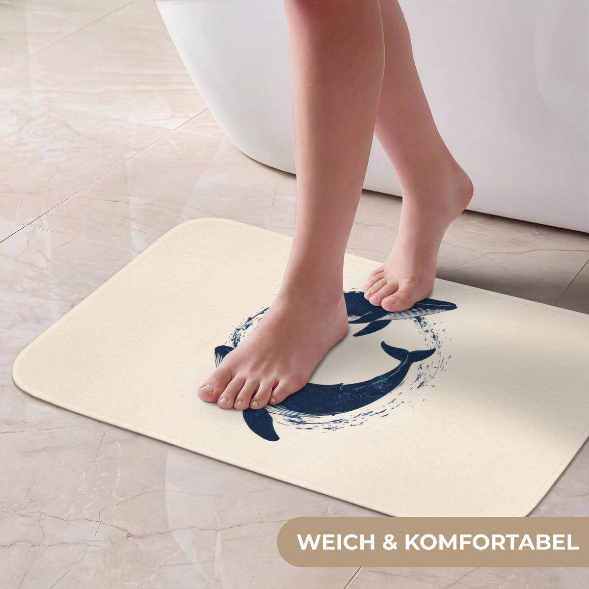 BADEMATTE Wale - Spritzer - Kreis - Dunkelblau 60x40 cm - Dunkelblau, Kunststoff/Textil (60/40cm)