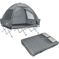 CAMPINGBETT mit Zelt und aufblasbarer Matratze OGS32-II-L-HG-TP - Ahornfarben, Fell/Metall (193/188/145cm) - SoBuy