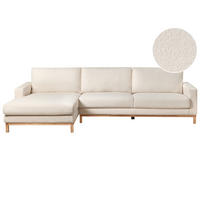 ECKSOFA 4-Sitzer Bouclé Weiß rechtsseitig Siggard - Weiß/Braun, Textil (296/163cm) - Beliani