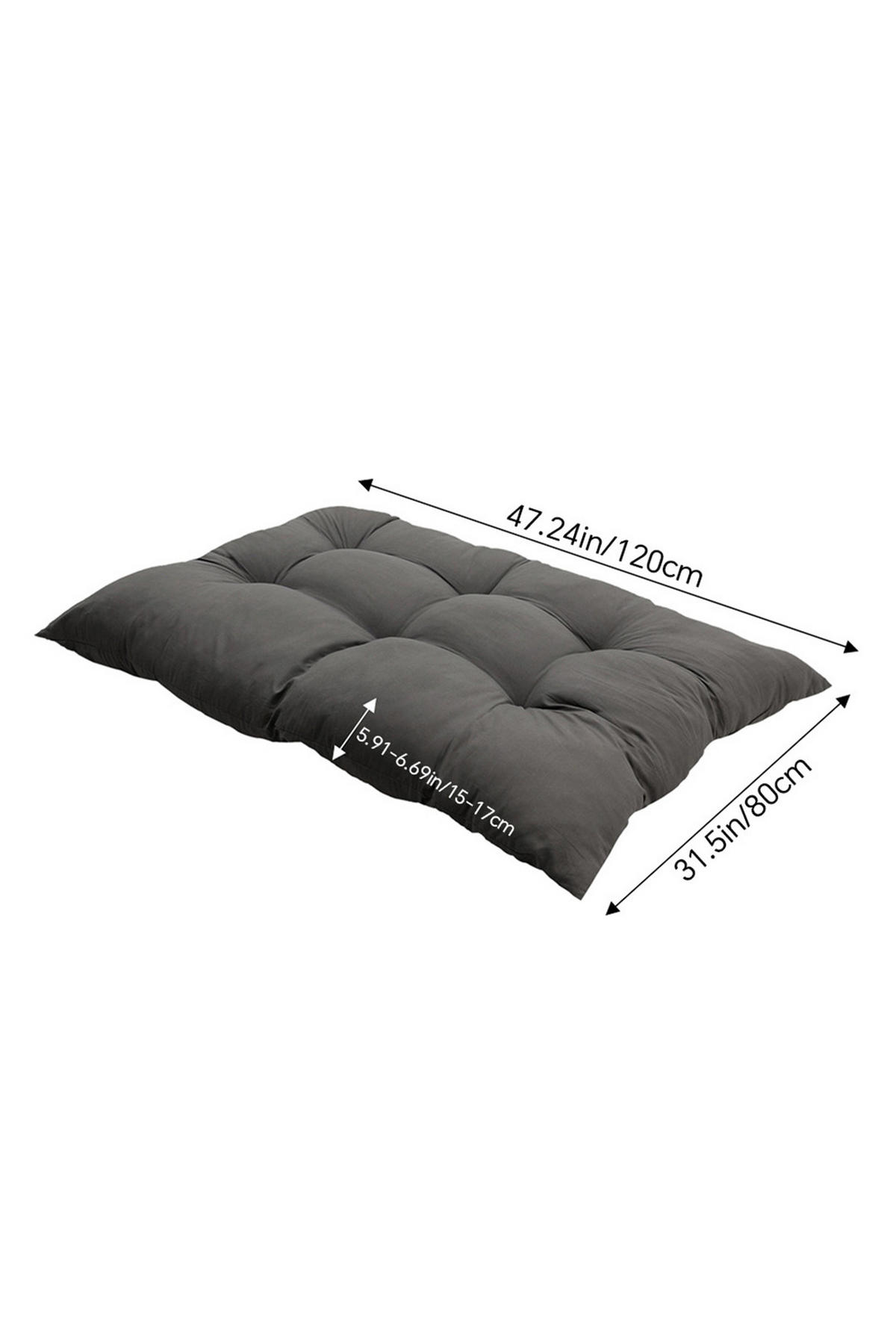 BANKKISSEN aus Polyester Dunkelgraues rechteckiges gestepptes Vielseitig einsetzbar 120 cm B x 80 cm - Dunkelgrau, Textil (80/120cm) - Livingandhome