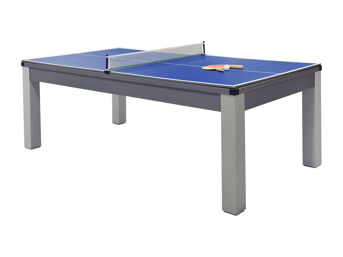 MULTIFUNKTIONSTISCH Billard & Tischtennis - 213 x 112 x 81,5 cm - Grau - BALTHAZAR - Grau, Holz (213.4/111.8cm) - Vente-Unique