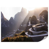 FOTOTAPETE für Wohnzimmer Felsige Bergstraße Sonnenuntergang 400x280 - Beige/Gelb, Papier (400/280cm) - Muralo