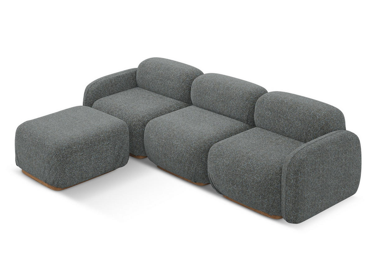 ECKSOFA Beidseitig Strukturstoff Stoff Grau - Dunkelgrau/Braun, Holz/Textil (270/190cm) - Makamii