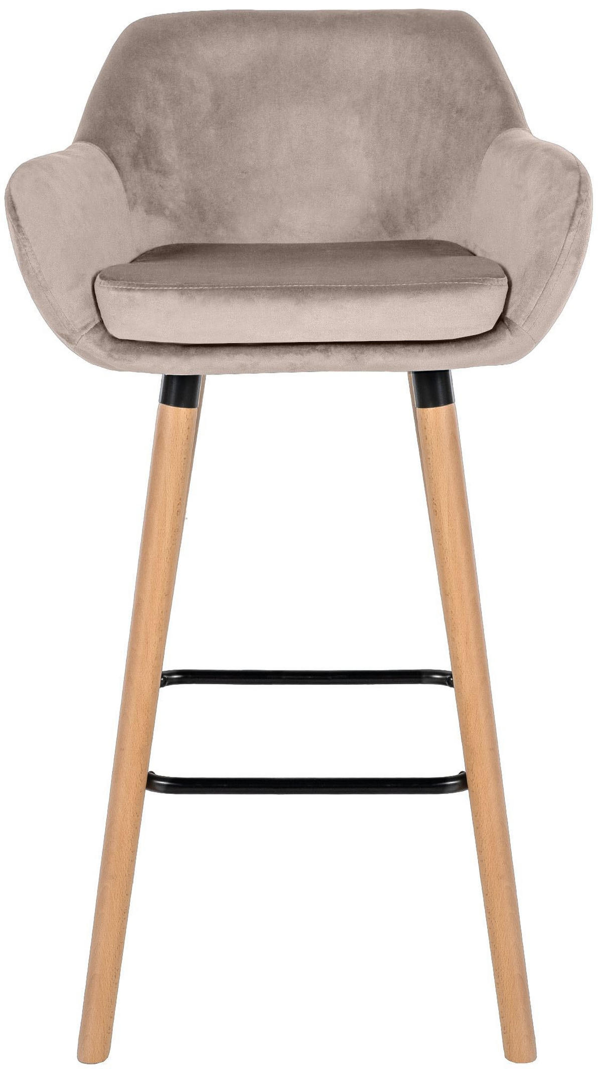 BARHOCKER Samt creme - Eukalyptusholzfarben/Creme, Holz/Textil (51/101/50cm) - CLP