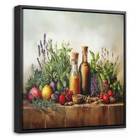LEINWAND Bilder mit Rahmen - Stilleben - Kräuter - Gewürze - Früchte - Farbenfroh - 20x20 - Grün, Textil (20/20cm) - MuchoWow