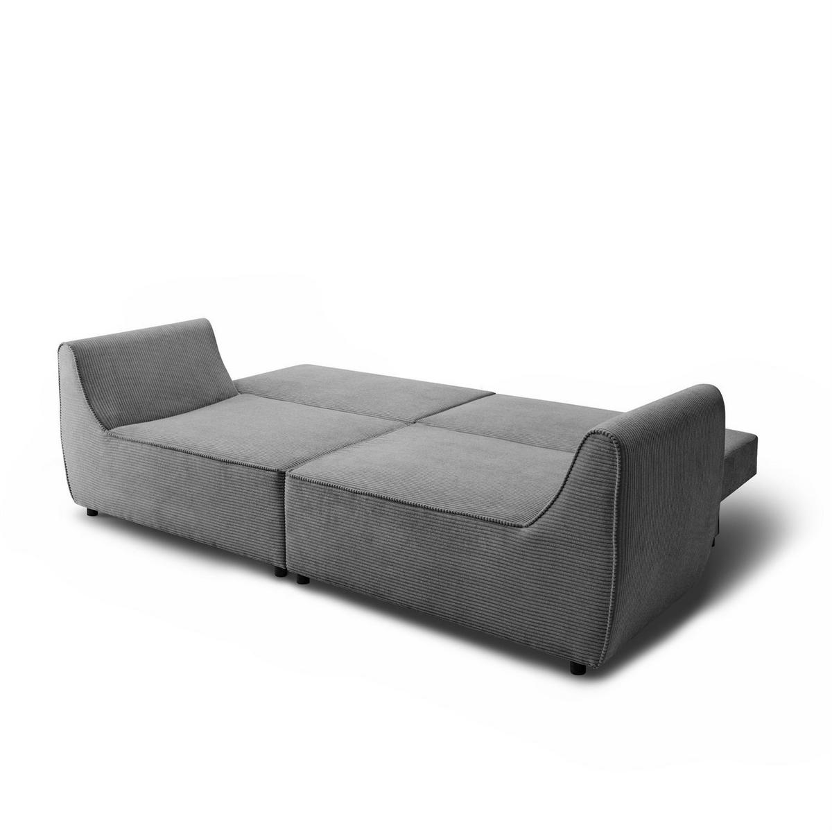 SOFA ASPEN Zweisitzer mit Schlaffunktion, Anafi 03 - Dunkelgrau, Textil (267/94/95cm) - Lookway