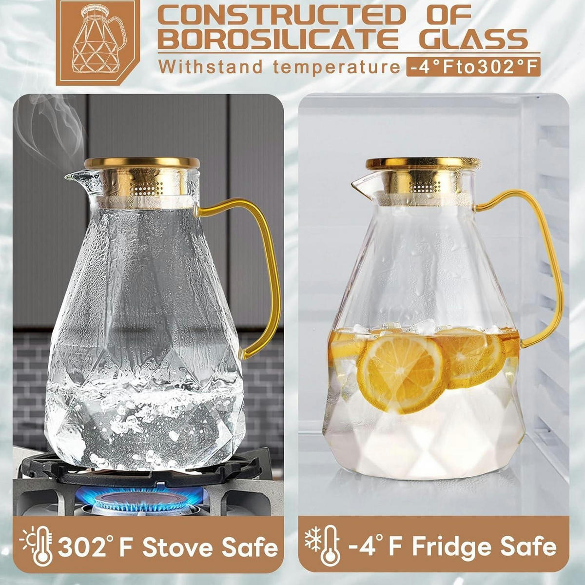 GLASKRUG mit Deckel 3 Liter transparent Diamantform - Transparent, Glas (5.5/5.5cm)