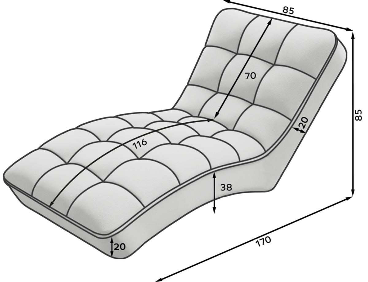 CHAISELONGUE Loren – Moderne Recamiere mit hoher Rückenlehne, HR-Kaltschaum und elegantem Design - Beige, Kunststoff (85/170/85cm) - Wohnideebilder