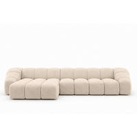 ECKSOFA Modulare L-Form, Veloursstoff Bluvel, Creme, Links, CROISSANT XL - Creme, Holz (340/190cm) - Kaiser Möbel