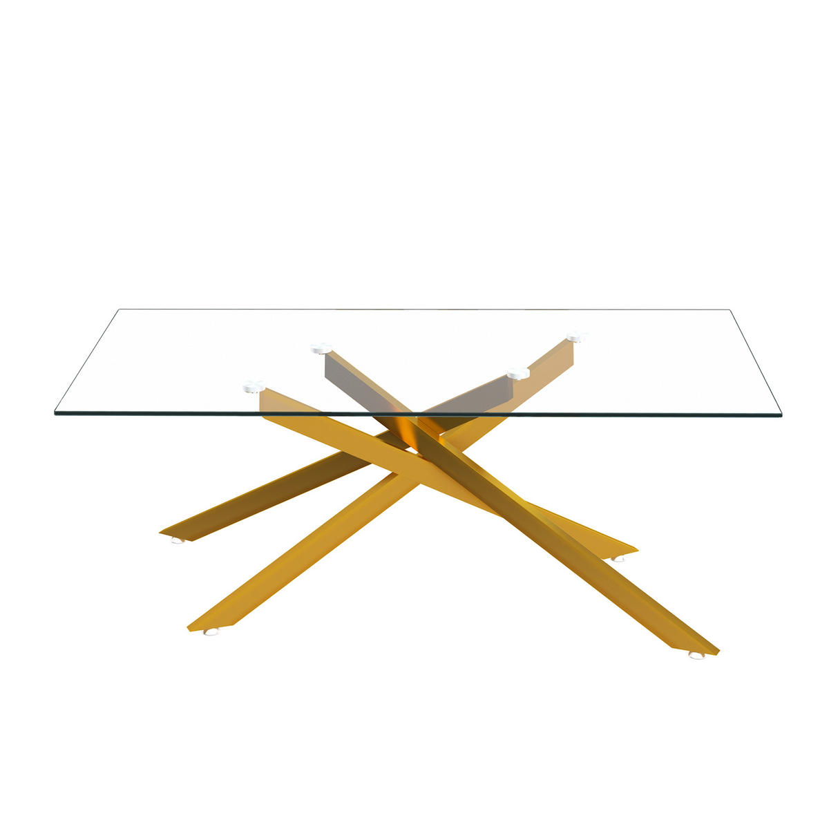 COUCHTISCH DE-37412 120 cm rechteckig mit Glasplatte Gold/Transparent - Goldfarben, Metall (120/60/46cm) - ComfortXL