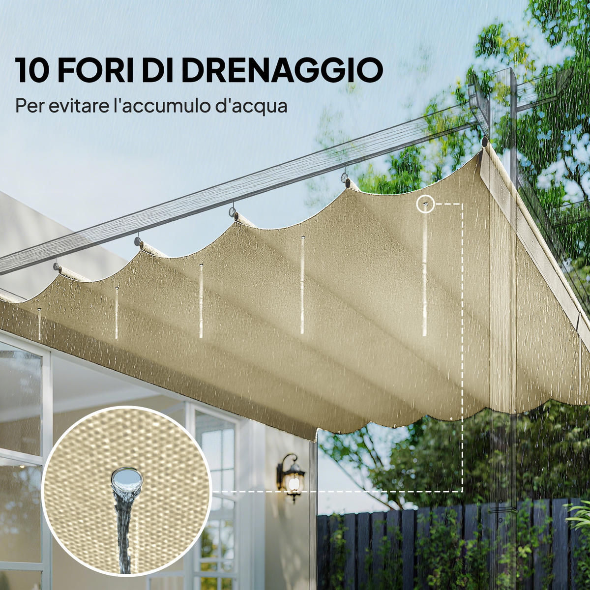 ERSATZDACH, für 3x4 m Pavillon/Pergola aus Polyester, creme - Multicolor, Kunststoff (350/6/260cm) - FORIOUS