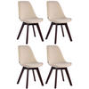 STUHL 4er Set Samt creme - Walnussfarben/Creme, Holz/Textil (48/84/55cm) - CLP