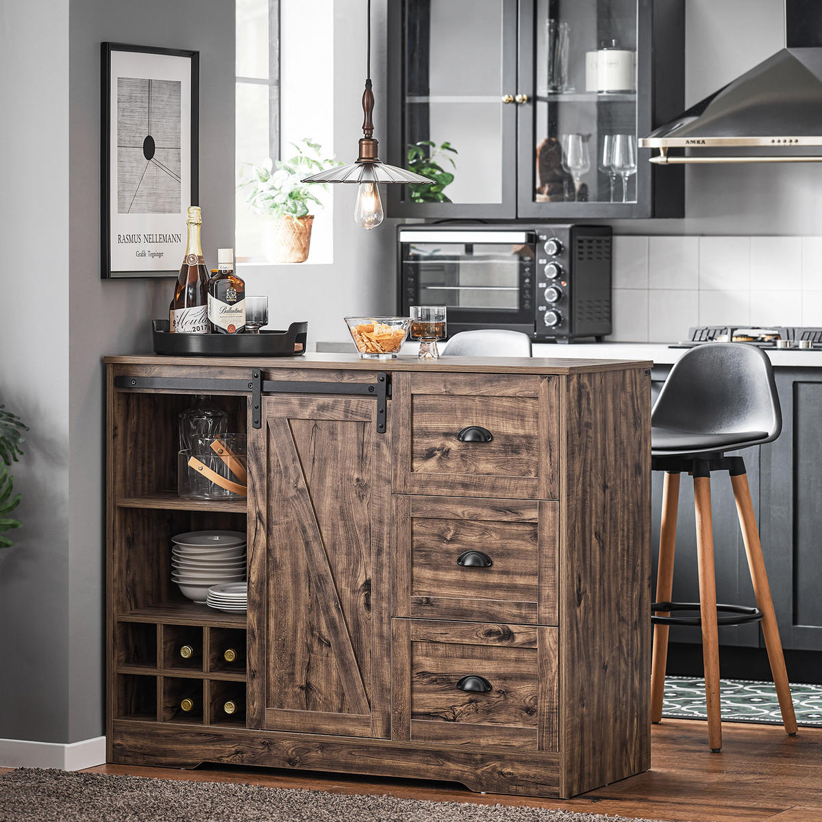 KÜCHENINSEL Vintagebraun - Braun, Holzwerkstoff (110/90/50cm) - SoBuy