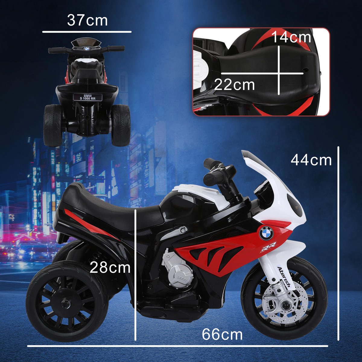 ELEKTRO-MOTORRAD DE-12985 3 Räder Rot - Rot, Kunststoff (66/37/44cm) - ComfortXL