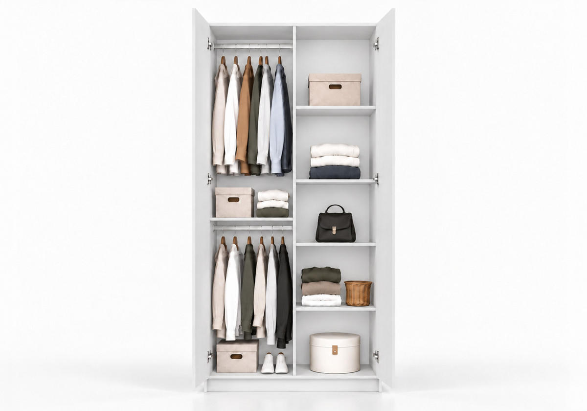 DREHTÜRENSCHRANK ROSA II 2D 100/210/55, 2-türig, weiß - Goldfarben/Weiß, Holzwerkstoff (100/210/55cm) - imoebel24