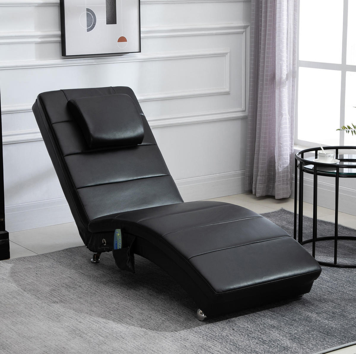 RELAXLIEGE in Schwarz 163x58x87 cm mit 8 Massagepunkten und Fernbedienung - Schwarz, Kunststoff (58/87/163cm) - IVMEU