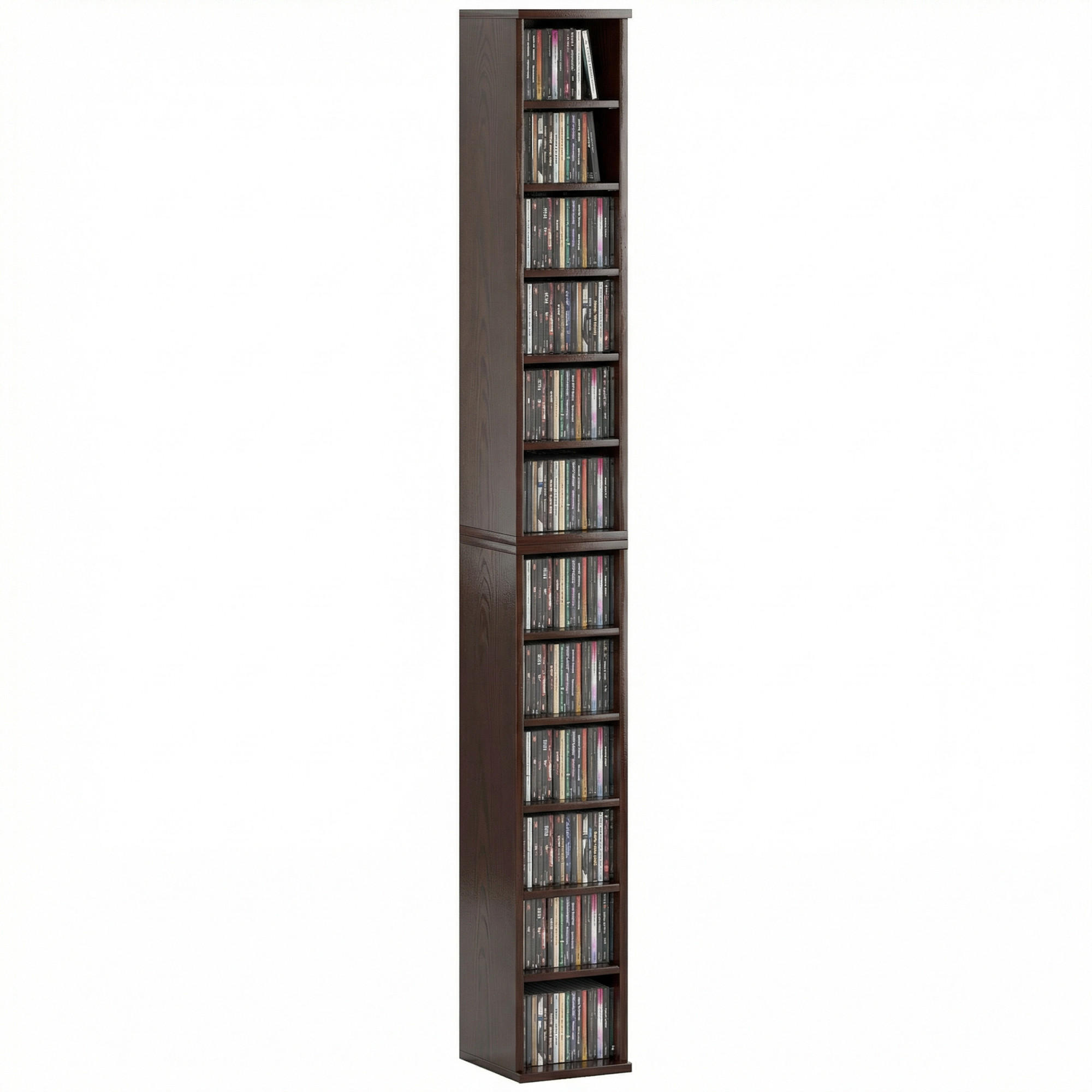 CD-REGAL 2er-Set DE-14520 12 Fächer für 204 CDs Braun - Braun, Holzwerkstoff (22.5/88.5/21cm) - ComfortXL