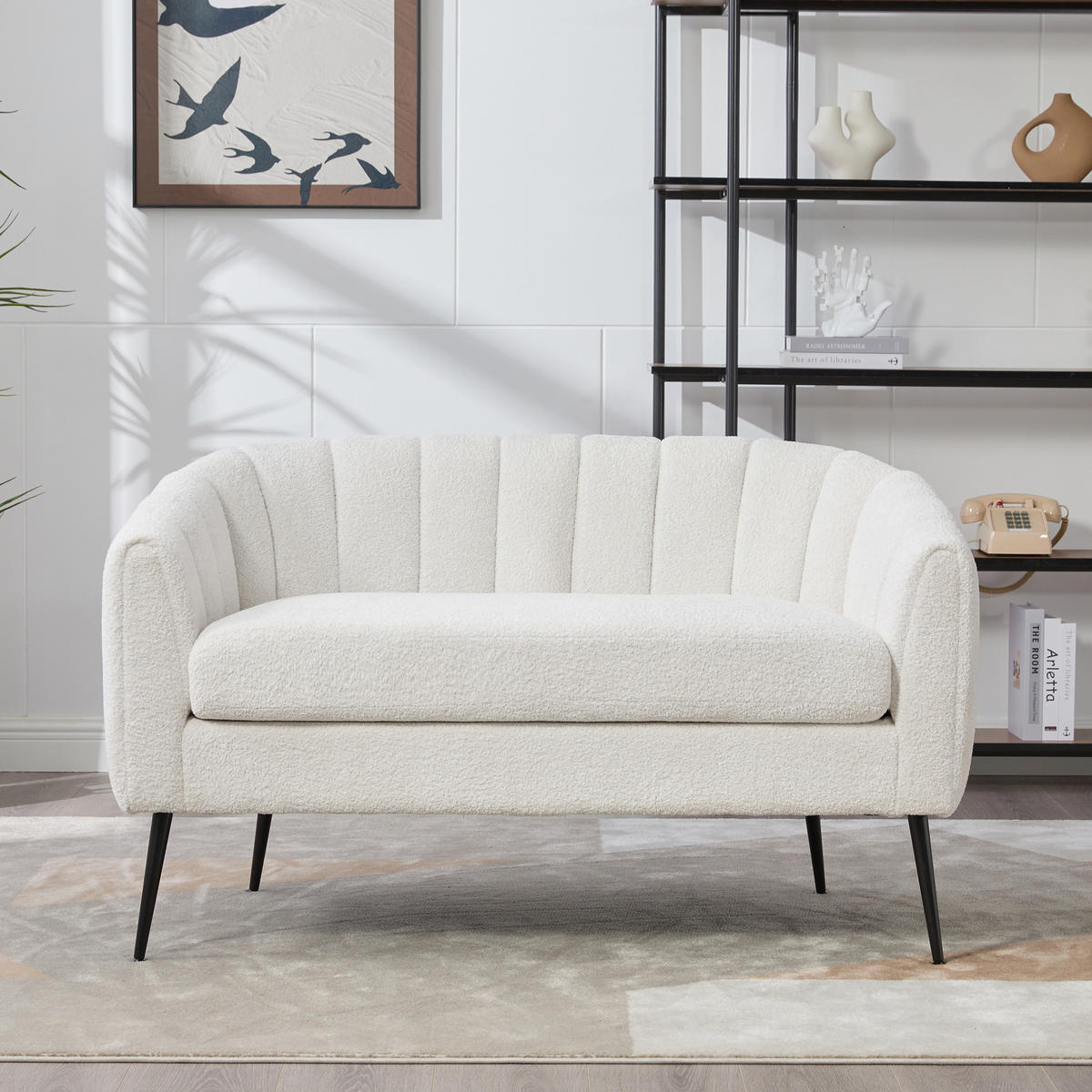2-SITZER SOFA Chenille Ivory mit abnehmbaren Sitzkissen - Creme, Holzwerkstoff/Textil (127.5/76.5/70cm) - WISHDOR