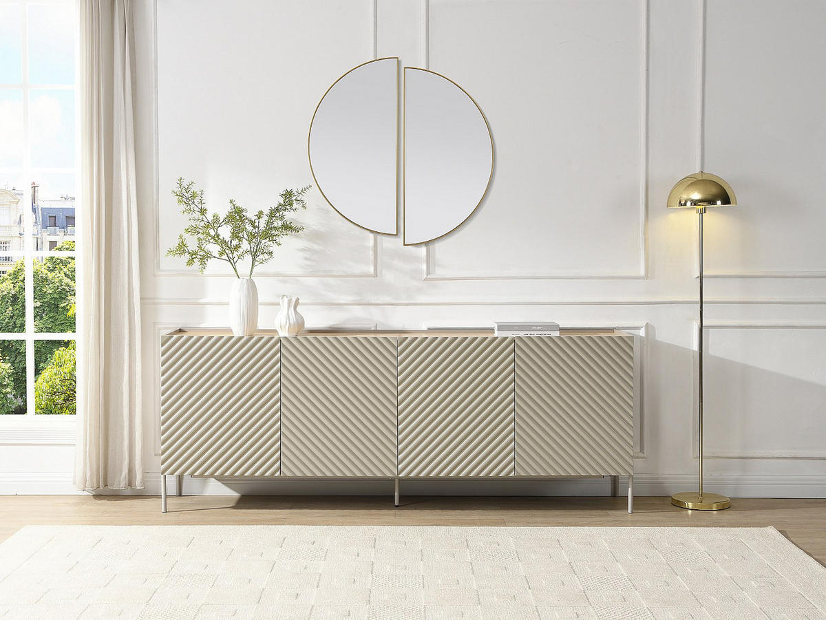 SIDEBOARD - 200 cm x 41 cm - Holz, Platte - Beige, Naturfarben Hell - TASIBA - Beige/Naturfarben, Holz (200/77/41cm) - Vente-Unique