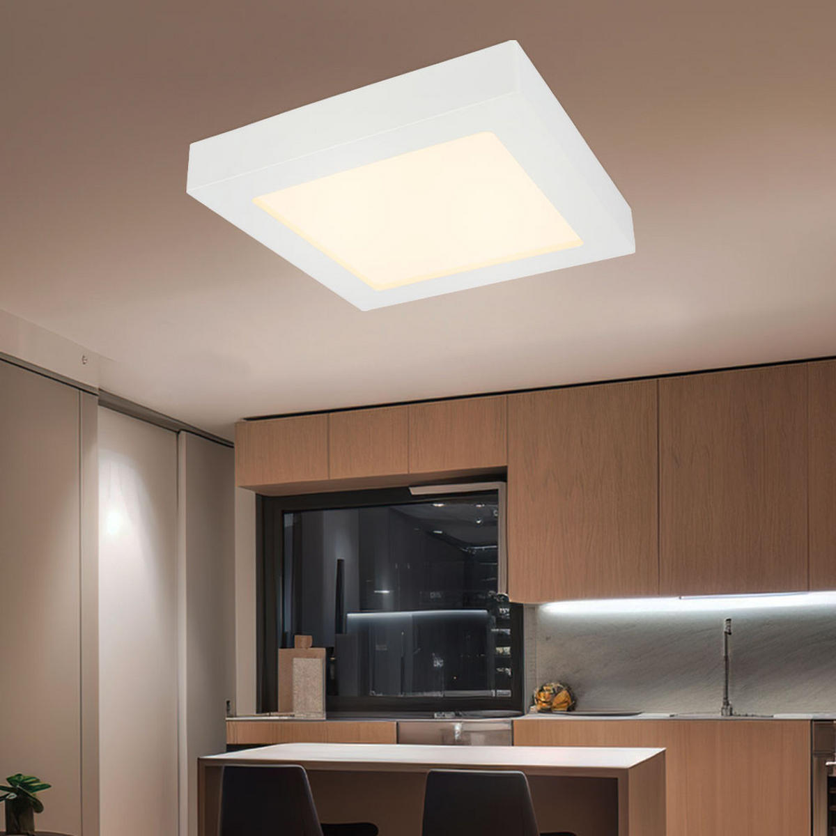 LED DECKENLEUCHTE Kunststoff Weiß - Weiß, Kunststoff (17.2/17.2/3.5cm) - Globo Lighting