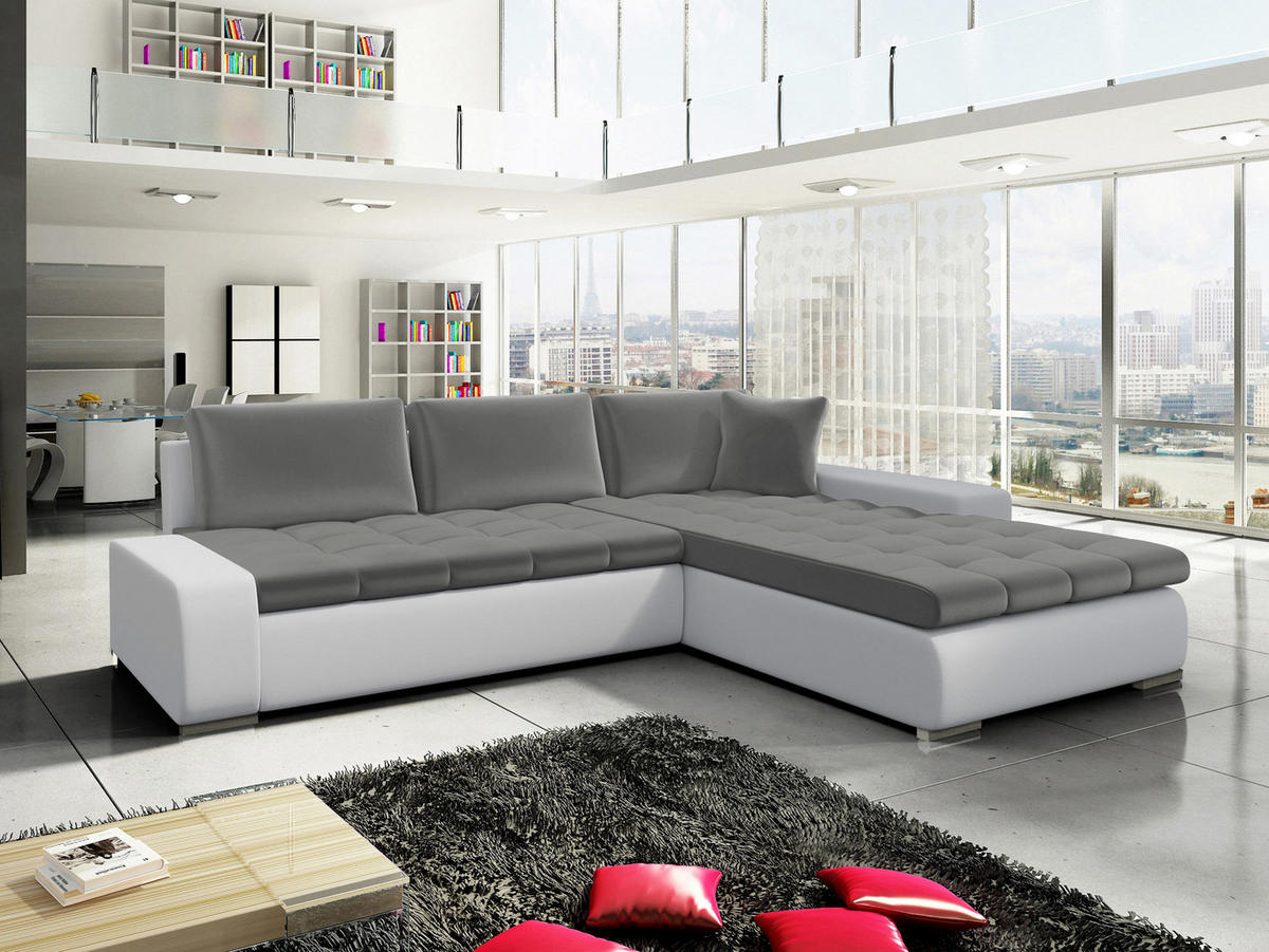 ECKSOFA Orkan - Weiß/Grau, Holz/Textil (302/213cm) - MIRJAN24
