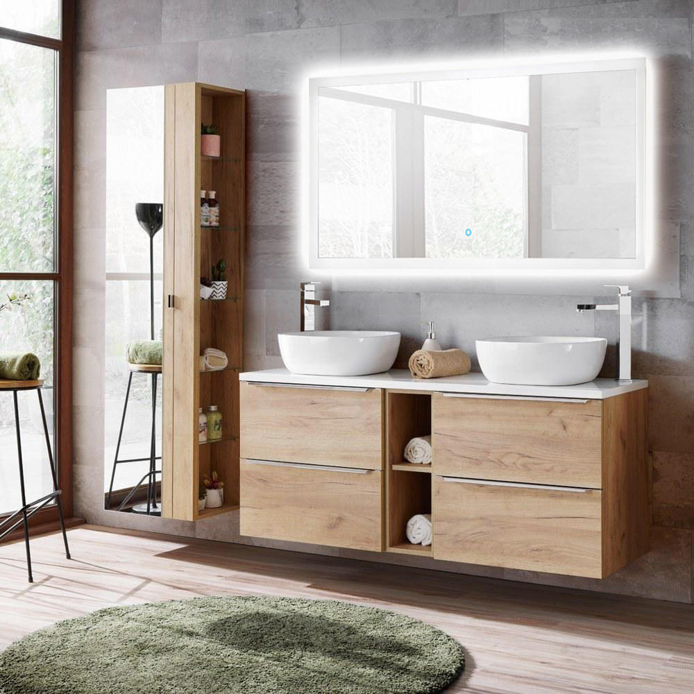 BADMÖBEL-SET 3-TLG. Toskana-56 - Braun, Holzwerkstoff (205/190/46cm) - Lomado