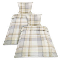 BETTWÄSCHE Mira Biber 135x200cm Beige 4tlg - Beige, Textil (135/200cm)