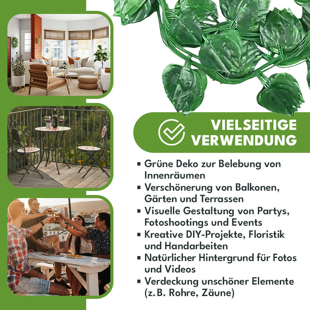 KUNSTPFLANZE Efeu Girlande 27,5m - Grün, Kunststoff (230cm) - KRUMAD